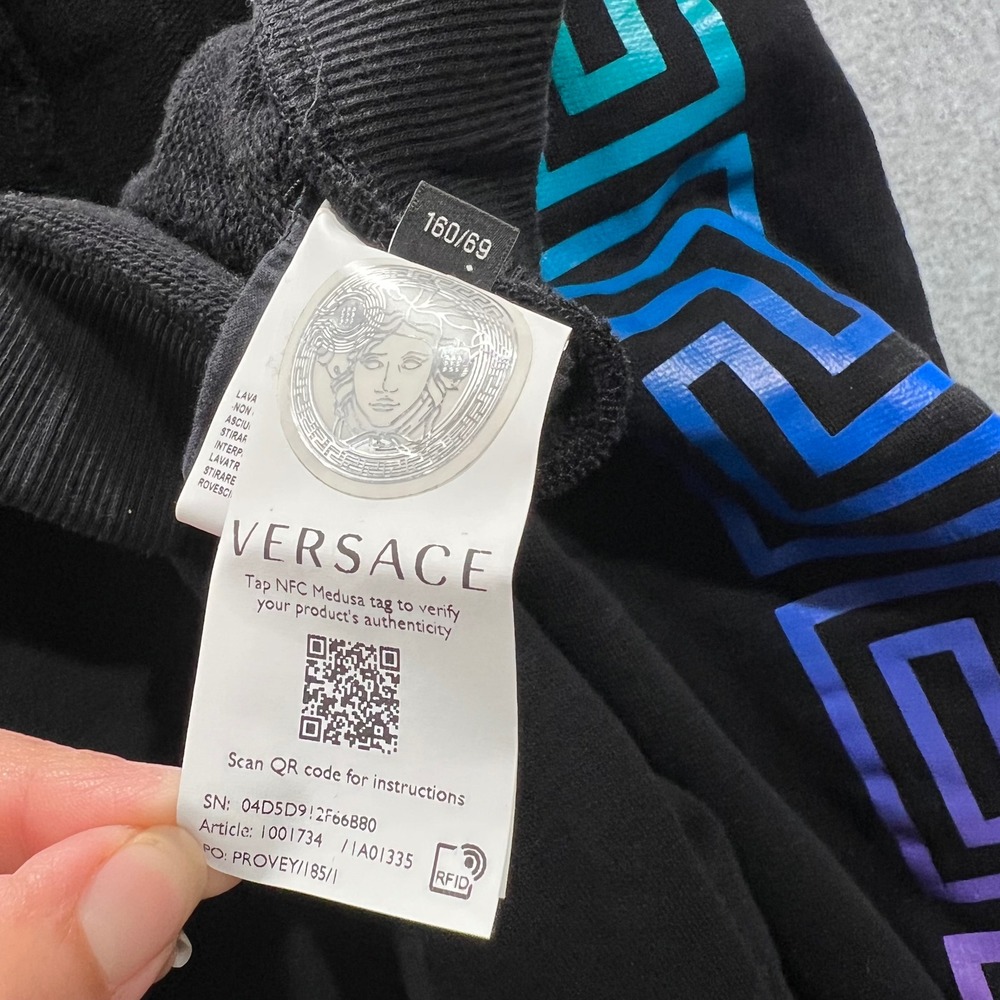 Versace Kids Black Rainbow Greca Jogger Pants 14Y Women's XS/Small streewear - Picture 6 of 8